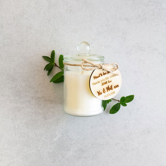 Soy Candle Giveaway/Favours with Wooden Tag - Custom Favours