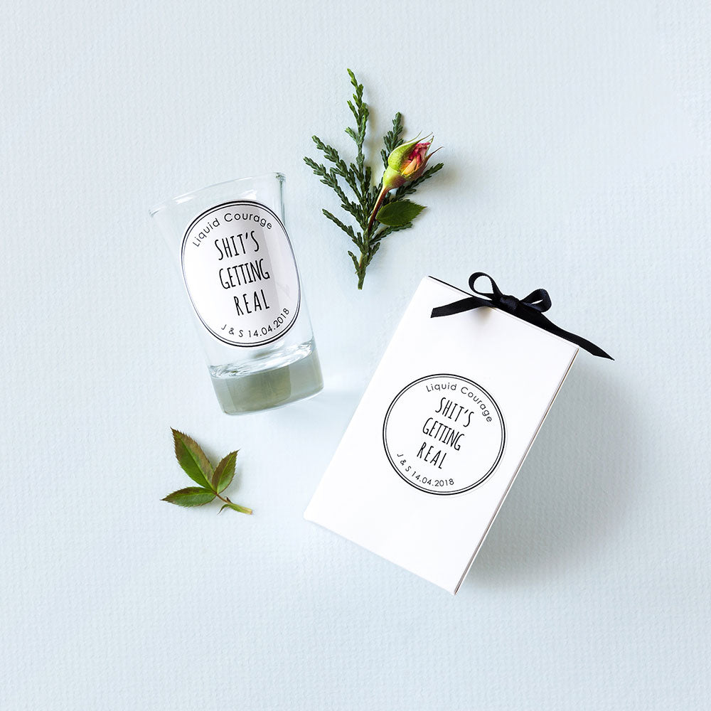 Personalised wedding favours/bonbonniere shot glass