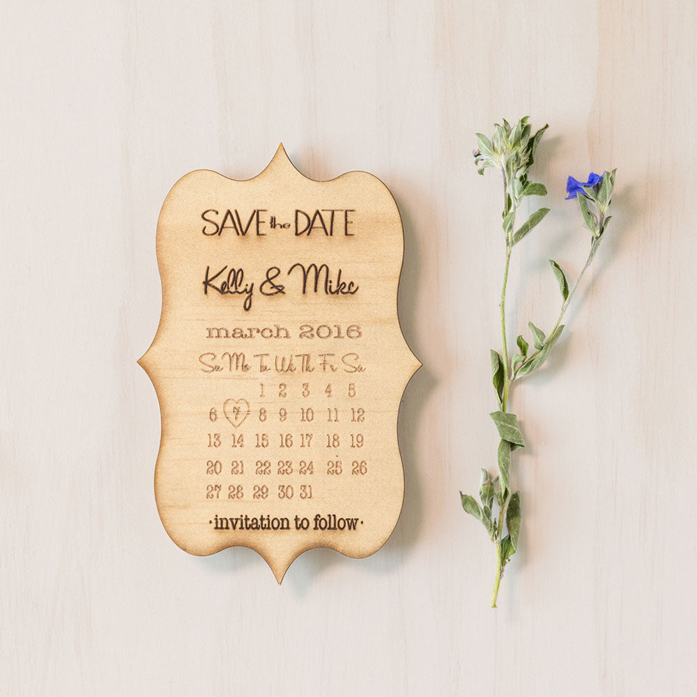 wooden save the date